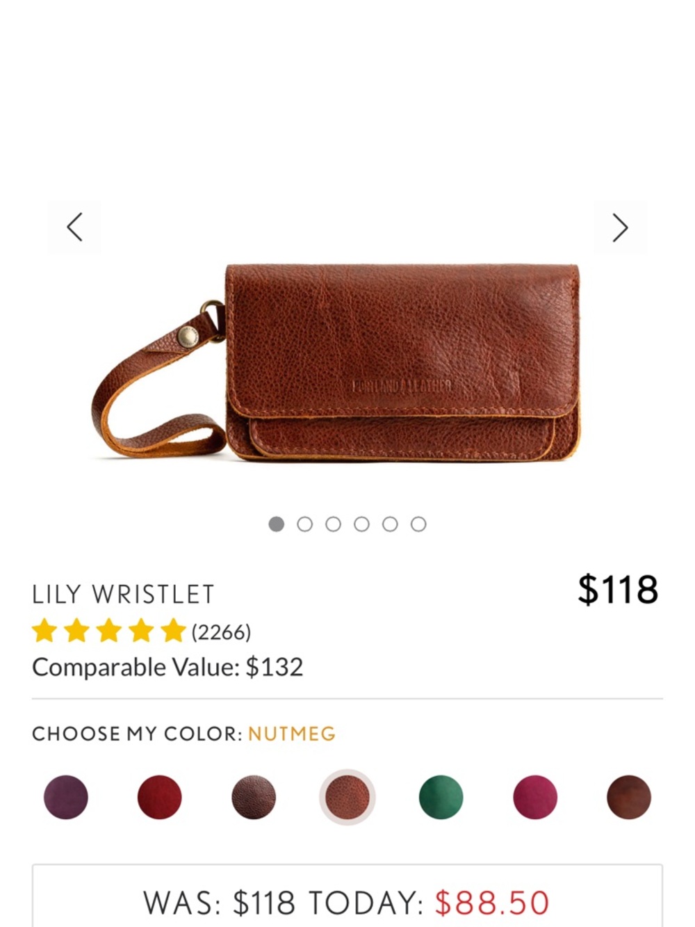 Portland Leather Rich Brown Clutch - Picture 7 of 7